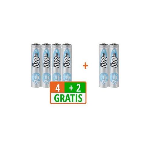 4 + 2 GRATIS: 4 ANSMANN Akkus maxE Micro AAA 800 mAh + GRATIS 2 St.