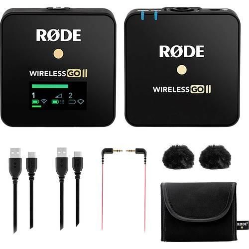 RODE Microphones Wireless GO II SINGLE Ansteck Sprach-Mikrofon Übertragungsart (Details):Kabellos, USB inkl. Tasche, inkl. Windschutz, inkl. Kabel Microfon TRS