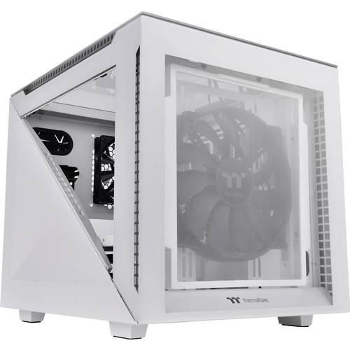 Thermaltake Divider 200 TG Snow Micro-Tower PC-Gehäuse Weiß 2 vorinstallierte Lüfter, Seitenfenster, Staubfilter