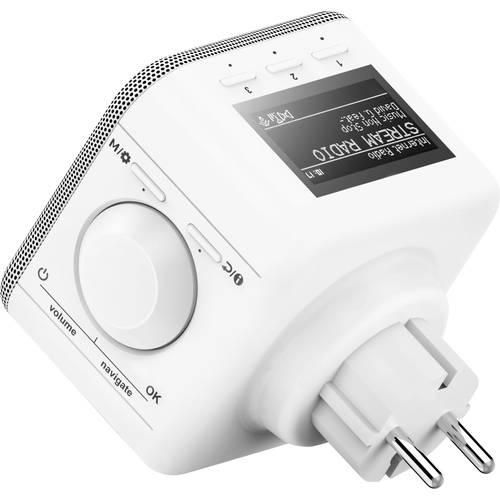 Hama DIR45BT Internet Steckdosenradio Internet, DAB+, DAB, UKW Bluetooth®, USB, WLAN, AUX, Internetradio Weckfunktion Weiß