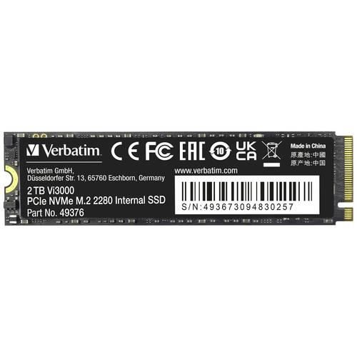 Verbatim Vi3000 2 TB Interne M.2 PCIe NVMe SSD 2280 PCIe NVMe 3.0 x4 Retail 49376