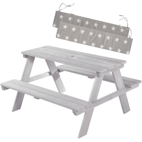 roba® Kindersitzgruppe »Picknick for 4 Outdoor +, Grau«, (Set), mit abgerundeten Ecken; inklusive Sitzauflagen Â»Little StarsÂ«