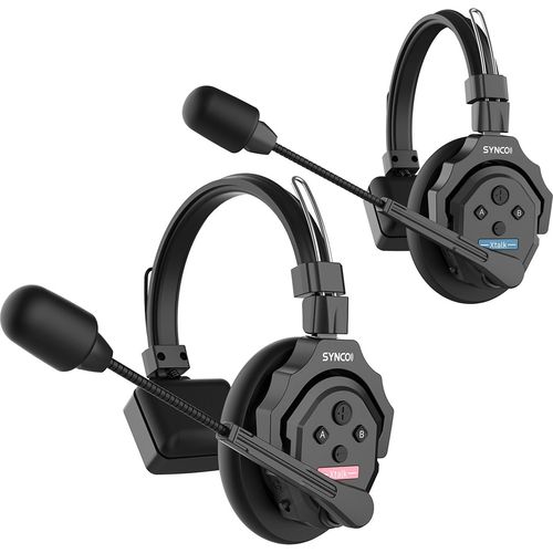 SYNCO Xtalk X2 2-Personen-Sprechanlagen-Headset-System, kabellos, 2,4 G, mit Mikrofon, eingebauter Batterie, 350 m/1148 ft uebertragung, 3,5 mm, Echtzeitueberwachung fuer Filmproduktion, Live-uebertragung, Buehnenauftritt, Teamwork-Kommunikations-Headset