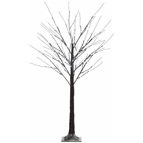 HOMCOM 150 cm Kunstbaum, Birkenbaum mit 96 LED, Kunstschnee für Party, Braun