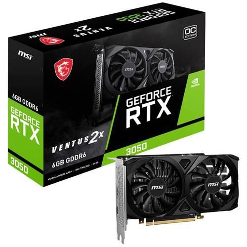 MSI Grafikkarte Nvidia GeForce RTX 3050 VENTUS 2X OC 6 GB GDDR6-RAM PCIe x16 DisplayPort, HDMI® NVIDIA G-Sync, Übertaktet / Overclocked