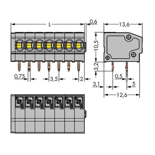 WAGO 805-302 Federkraftklemmblock 1.50 mm² Polzahl 2 Grau 580 St.