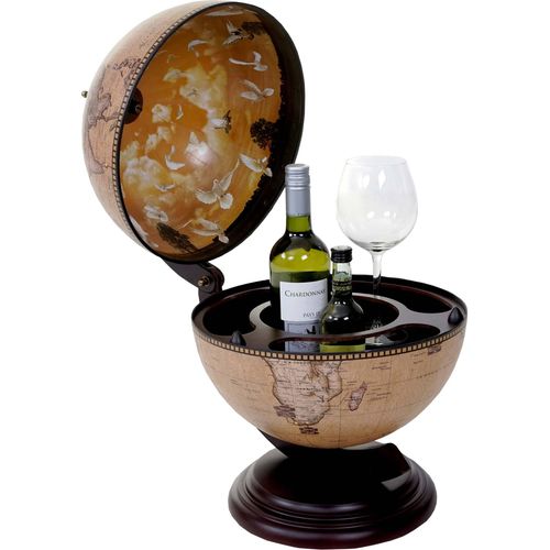 Globus Tischbar HWC-T873, Minibar Tischbar, Weltkugel für 3 Flaschen MVG-