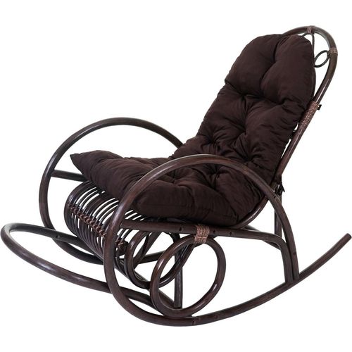 Schaukelstuhl MCW-C40, Schwingsessel Rattansessel, braun Auflage braun