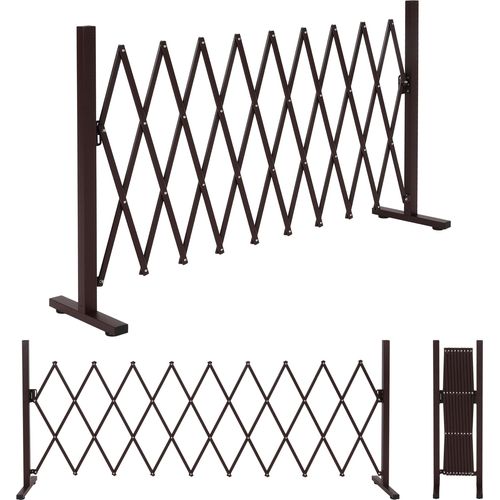 Alu Absperrgitter MCW-K56, Scherengitter Schutzgitter Zaun, ausziehbar schwenkbar Stahl 103x36-265x31cm, braun