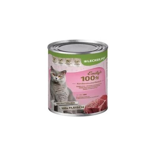 6 x 400 g Lecker.Pet® Emily's 100 % Rindermuskelfleisch Katzenfutter Nassfutter