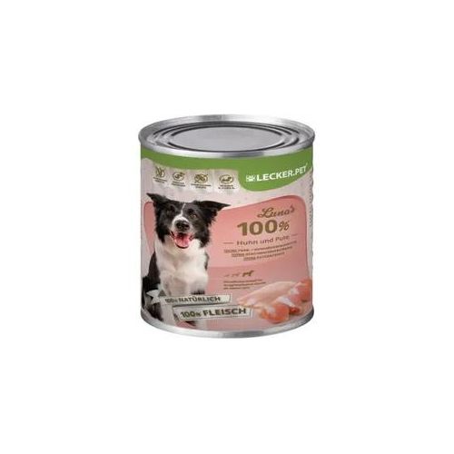 18 x 400 g Lecker.Pet® Luna's 100 % Huhn und Pute Hundefutter Nassfutter