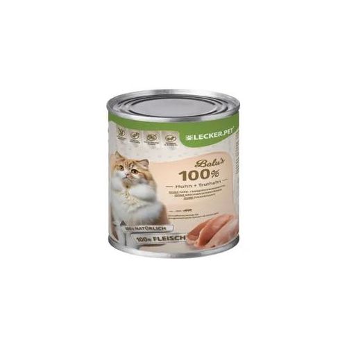 12 x 400 g Lecker.Pet® Balu's 100 % Huhn und Truthahn Katzenfutter Nassfutter