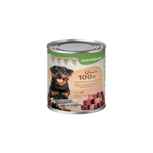 24 x 400 g Lecker.Pet® Gino's 100 % Muskelfleischwürfel Rind & Schwein Hundefutter Nassfutter