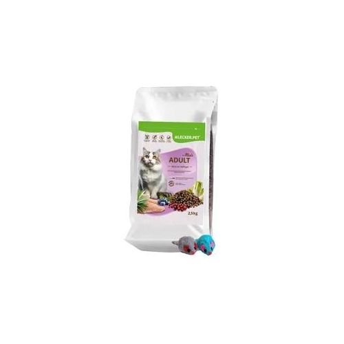 2,5 kg Lecker.Pet® Mia's Adult Herzhaftes Geflügel Katzenfutter Trockenfutter Vollnahrung + 2 Mäuse