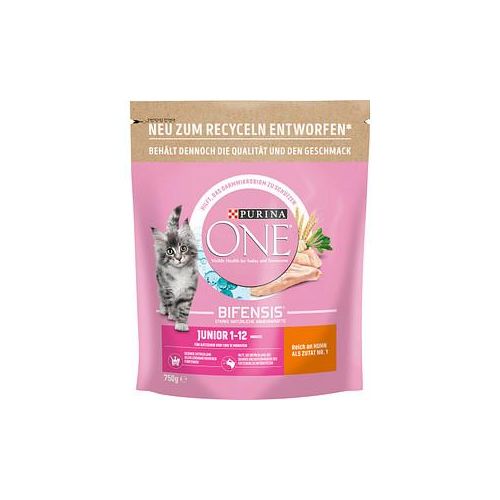 PURINA ONE® Katzen-Trockenfutter Junior reich an Huhn und Vollkorn-Getreide 750,0 g