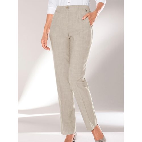 Bügelfaltenhose COME ON, Damen, Gr. 255, Extrakurzgrößen, beige (sand), 65% Polyester, 32% Viskose, 3% Elasthan, meliert, unifarben, lang, Hosen