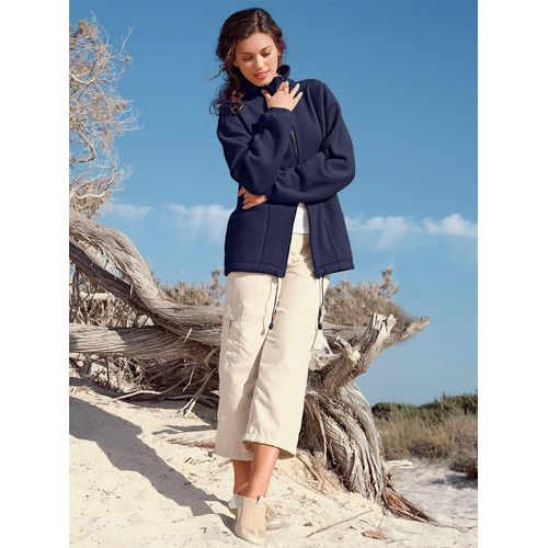 Fleecejacke CASUAL LOOKS, Damen, Gr. 44, blau (marine), 100% Polyester, unifarben, lässig geschnitten, Langarm, Jacken