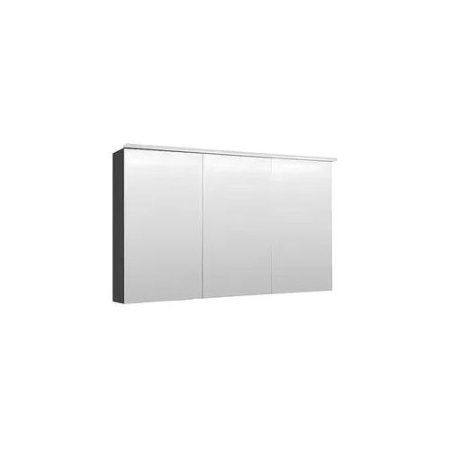 Spiegelschrank Lossa mit LED-Aufsatzleuchte, 3 Türen, anthrazit Hochglanz, 1200 x 750 x 194 mm