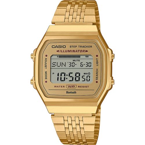 Smartwatch CASIO VINTAGE, gold (gelbgoldfarben), Smartwatches, Armbanduhr, Herrenuhr, Damenuhr, Bluetooth,Stoppfunktion,Schrittzähler