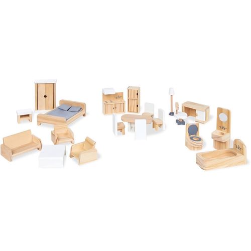 Puppenhausmöbel PINOLINO "Puppenhauseinrichtung aus Holz" Puppenmöbel beige (natur/weiß) Kinder aus Holz