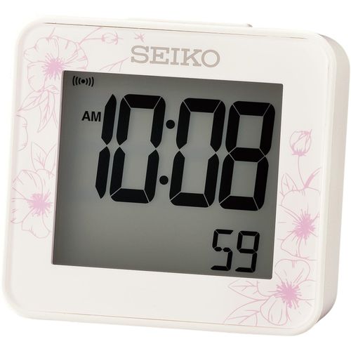 Quarzwecker SEIKO Wecker rosa digital, Beleuchtung, Schlummerfunktion, autom. Kalender, Geschenkidee