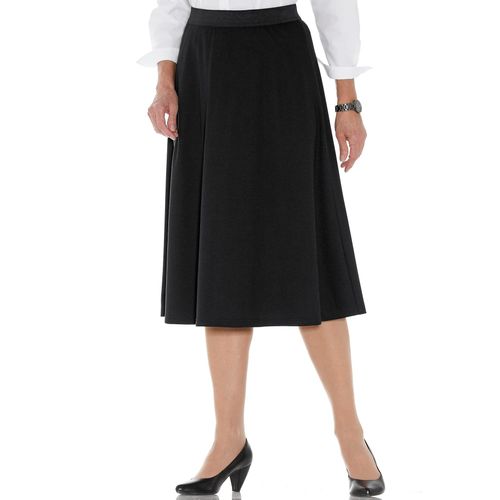 Jerseyrock CLASSIC BASICS, Damen, Gr. 44, schwarz (schwarz, anthrazit, meliert), 97% Polyester, 3% Elasthan, unifarben, meliert, wadenlang, Röcke