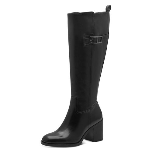 Stiefel TAMARIS Gr. 39, Normalschaft, schwarz Damen Schuhe Blockabsatz, Langschaftstiefel, Businessstiefel mit Zierschnalle