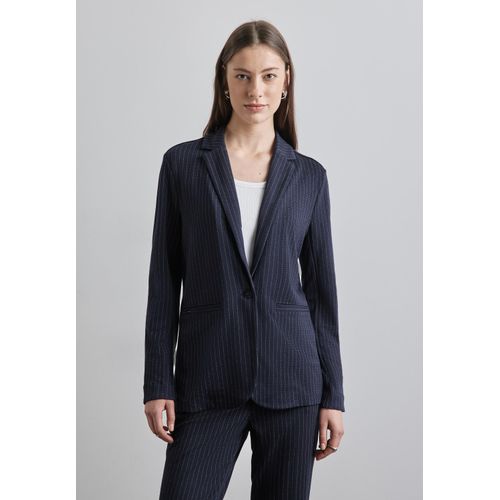 Longblazer STREET ONE Gr. 38, blau (tiefblau) Damen Blazer mit Reverskragen