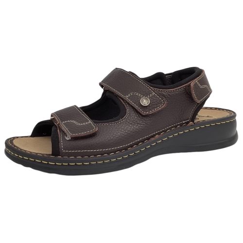 Sandale MUBB Gr. 42, braun (dunkelbraun) Herren Schuhe Sommerschuh, Klettschuh, Freizeitsandale, in Weite G (=Weit)