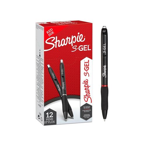 Sharpie S-Gel Gelstifte | mittlere Spitze (0,7 mm) | Gelschreiber mit roter Tinte | 12 Stück