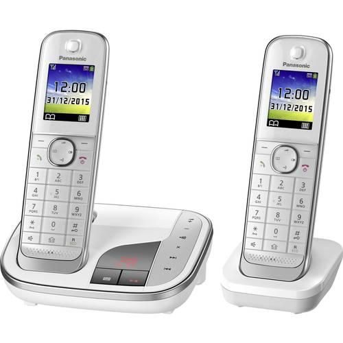 Panasonic KX-TGJ322GW Schnurloses Telefon analog Anrufbeantworter, Freisprechen, Headsetanschluss Weiß