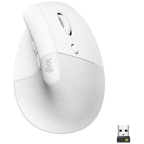 Logitech Lift Vertical Ergonomic Mouse Ergonomische Maus Bluetooth®, Funk Optisch Weiß 6 Tasten 4000 dpi Ergonomisch