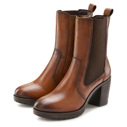 Stiefelette LASCANA, Damen, Gr. 38, braun, Obermaterial: 100% Rindsleder. Futter: 100% Synthetik. Decksohle: 100% Synthetik. Laufsohle: 100% Synthetik, unifarben, casual, Schuhe, aus Leder im Chelsea-Look, Stiefel, Boots