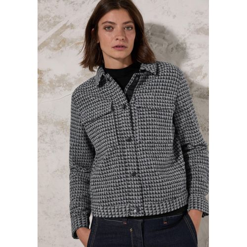 Kurzjacke CECIL, Damen, Gr. XL (44), schwarz, Stoff, 100% Polyester, gemustert, casual, normal kurz, V-Ausschnitt, Langarm Bündchen, Jacken, Jacquard
