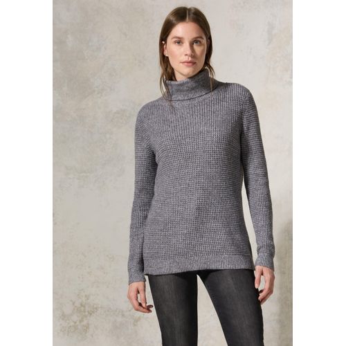 Rollkragenpullover CECIL, Damen, Gr. M (40), flint grau melange, Web, 78% Baumwolle, 22% Polyacryl, unifarben, casual, normal normal, hoch geschlossener Ausschnitt, Langarm Bündchen, Pullover, im soften Baumwoll-Mix