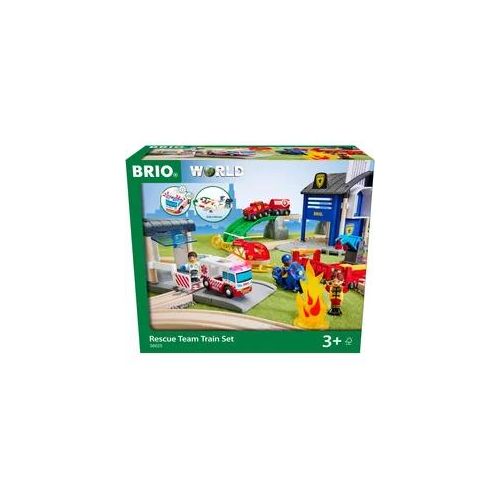 Spielzeugeisenbahn-Erweiterung BRIO "BRIO WORLD, Polizei und Feuerwehr Set Deluxe" Spielzeugeisenbahn-Erweiterungen bunt Kinder mit Licht- und Soundeffekten, FSC- schützt Wald - weltweit