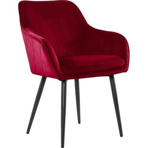 Armlehnstuhl SALESFEVER, rot (rot, schwarz, schwarz), B:61cm H:85cm T:45cm, Samt (100% Polyester), Metall, Stühle, mit Diamantsteppung auf der Rückseite