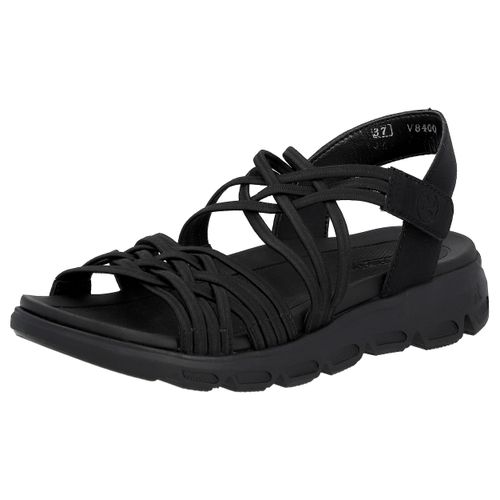 Sandale RIEKER EVOLUTION Gr. 38, schwarz Damen Schuhe Sommerschuh, Sandalette, mit Stretchriemchen und Klettverschluss