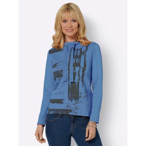 Sweatshirt AMBRIA Gr. 42, blau (mittelblau) Damen Sweatshirts