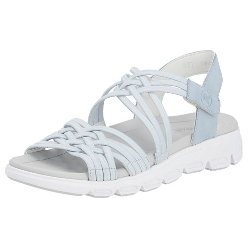 Sandale RIEKER EVOLUTION Gr. 37, blau (hellblau) Damen Schuhe Sommerschuh, Sandalette, mit Stretchriemchen und Klettverschluss