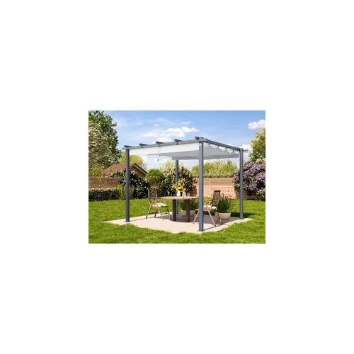 PRIMEYARD 3x3m Pergola in Perlgrau; mit Sonnensegel in Stone - (400100)