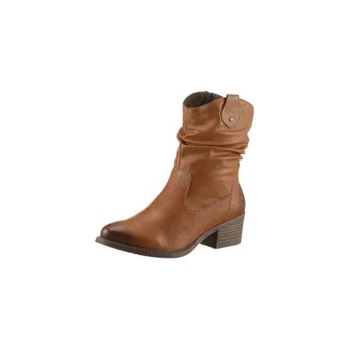 Westernstiefelette RIEKER Gr. 39, braun (cognac-used) Damen Schuhe Cowboyboots, slouchy Schaft, Blockabsatz, mit Innen-Reißverschluss