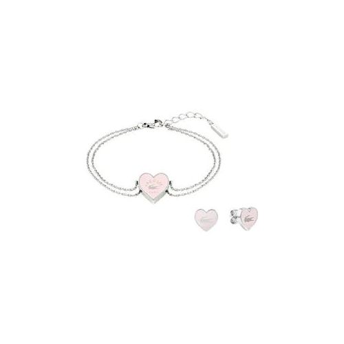 Schmuckset LACOSTE Schmuck-Sets bunt (edelstahlfarben-rosa) Damen