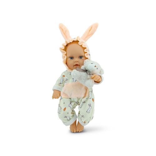 Moni Kinderpuppe Bear und Baby 30 cm Kuscheltier, Schnuller, beweglicher Körper beige