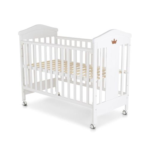 Cangaroo Babybett Wing 120 x 60 cm Gitterbett Buchenholz Räder 3 Höhenpositionen weiß