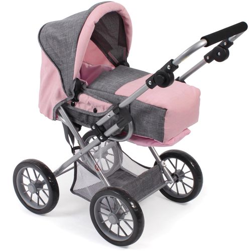 Kombi-Puppenwagen CHIC2000 "Leni, Grau-Rosa" Puppenwagen bunt (grau/rosa) Kinder mit herausnehmbarer Tragetrasche