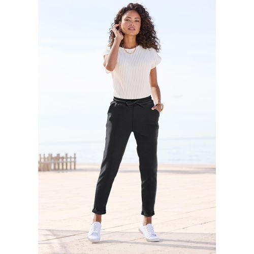 Jogger Pants VIVANCE, Damen, Gr. 38, N-Gr, schwarz, Jersey, Obermaterial: 79% Polyester, 19% Viskose, 2% Elasthan, unifarben, casual, figurumspielend knöchelfrei, Hosen, mit praktischen Eingrifftaschen, Schlupfhose, casual-chic