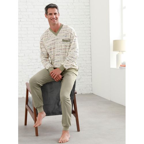 Schlafanzug GÖTTING Gr. 58, grün (grün, natur) Herren Homewear-Sets