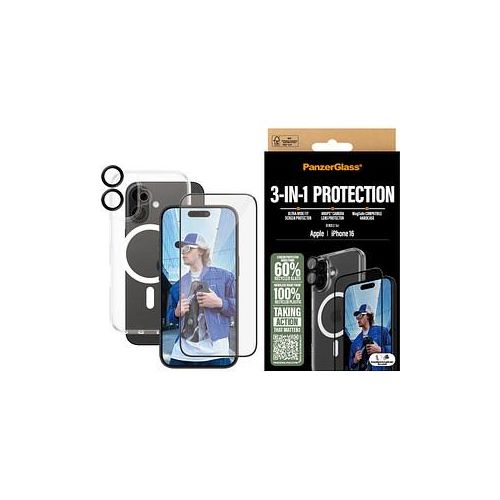 PanzerGlass™ 3-in-1 Schutz-Set für Apple iPhone 16