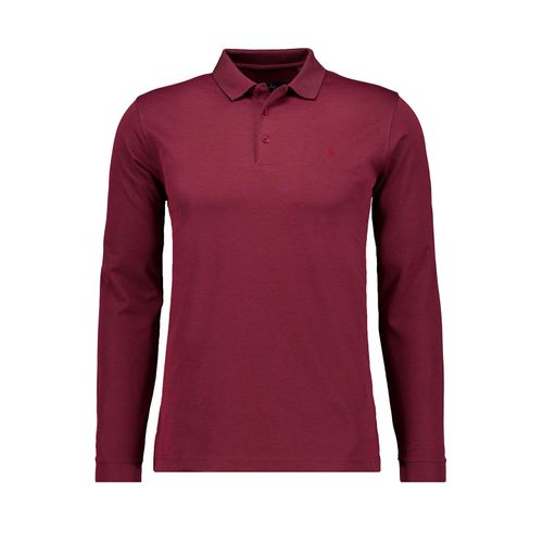 Poloshirt RAGMAN, Herren, Gr. M, rot, Baumwollmischung, casual, regular fit, ohne Ausschnitt, Langarm, Shirts
